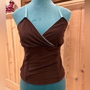 Perseption Brown and Blue Striped Camisole